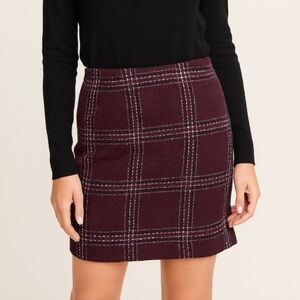 Prince & Fox burgundy plaid mini skirt SZ SP back zip up closure work career